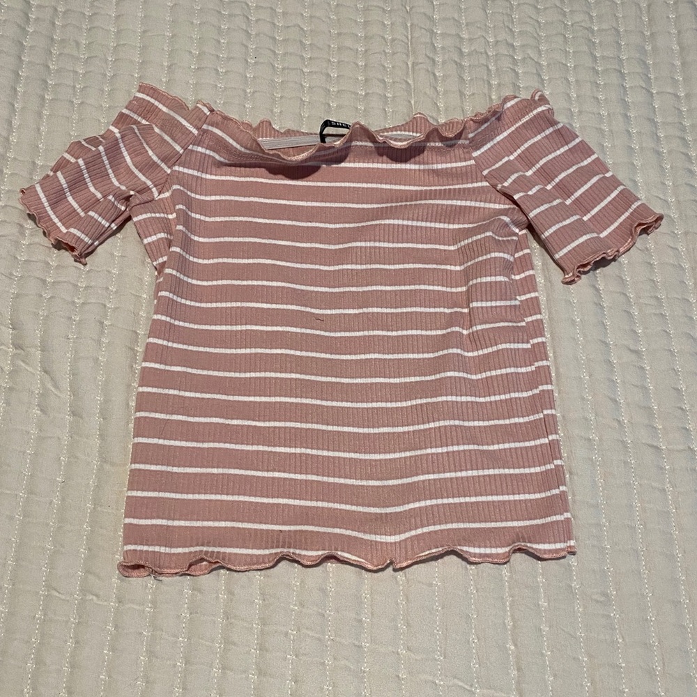 Pink Off Shoulder Crop Top